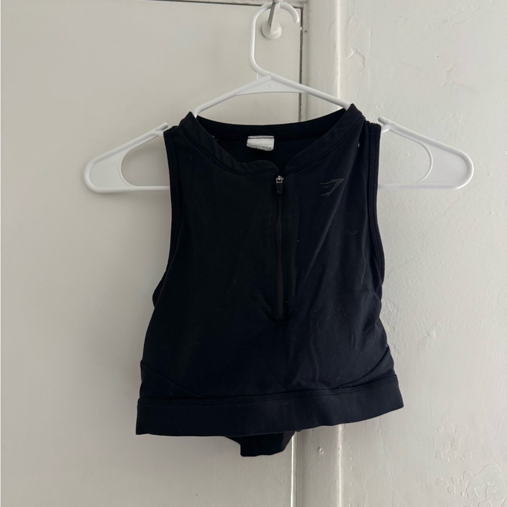 Gymshark Midnight Black Zip Sports Bra